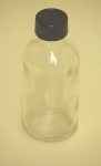 Clear Flint Glass Boston Round Bottle with Lid 32 oz